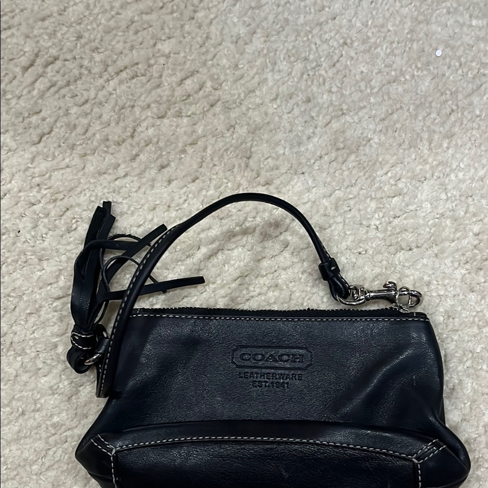 Coach Black Leather Wristlet Clutch